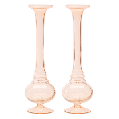 Pink Glass Stem Vase (Set of 2)