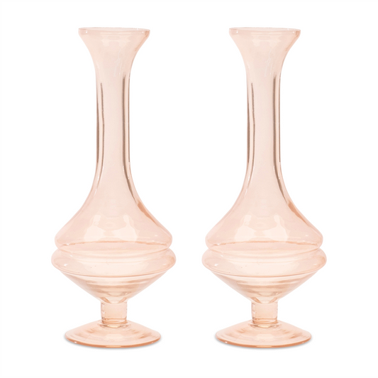 Pink Glass Stem Vase (Set of 2)