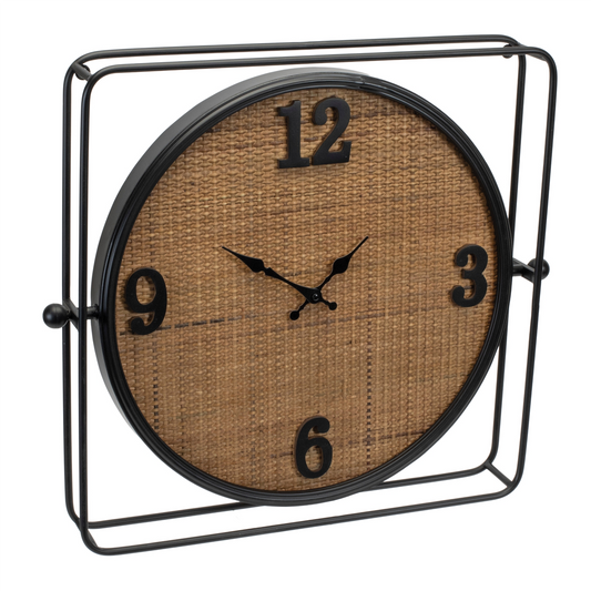 Wall Clock 19.5"SQ Iron/Wood