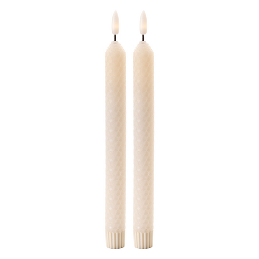 FIA Wick Taper Candle (Set of 2) CREAM 9.5”H Wax/Plastic 2 AAA Batteries Not Included