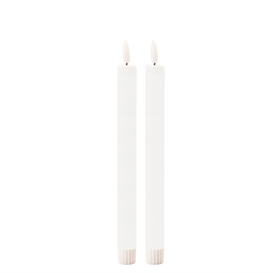 FIA Wick Taper Candle (Set of 2) WHITE 9.5”H Wax/Plastic 2 AAA Batteries Not Included