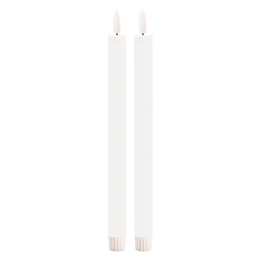 FIA Wick Taper Candle (Set of 2) WHITE 11”H Wax/Plastic 2 AAA Batteries Not Included