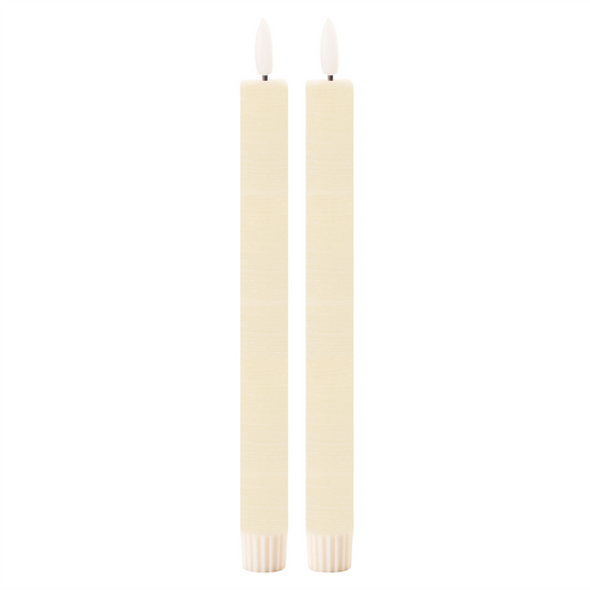 FIA Wick Taper Candle (Set of 2) CREAM 11”H Wax/Plastic 2 AAA Batteries Not Included