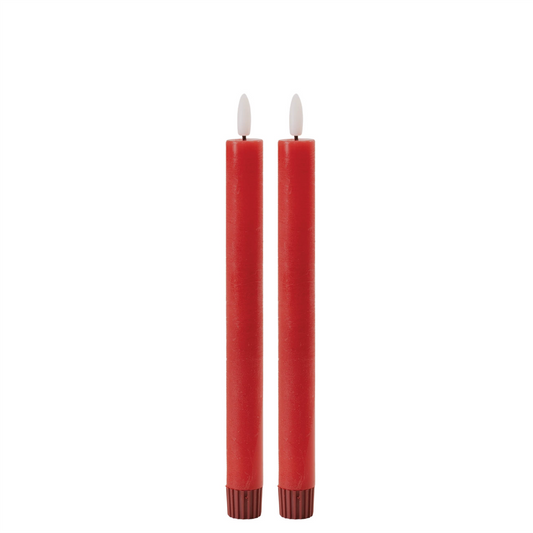 FIA Wick Taper Candle (Set of 2) RED 9.5”H Wax 2 AAA Batteries Not Included