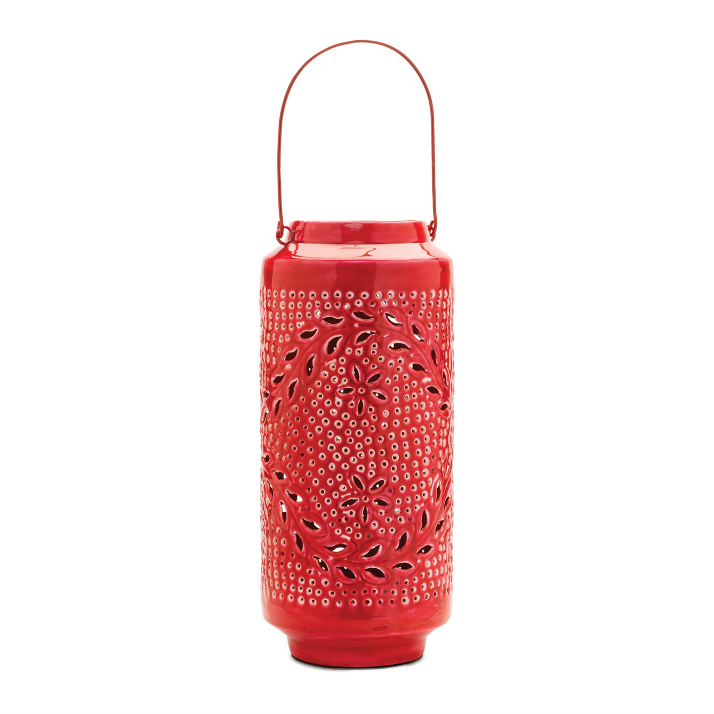 Punched Metal Candle Lantern 15.5"H