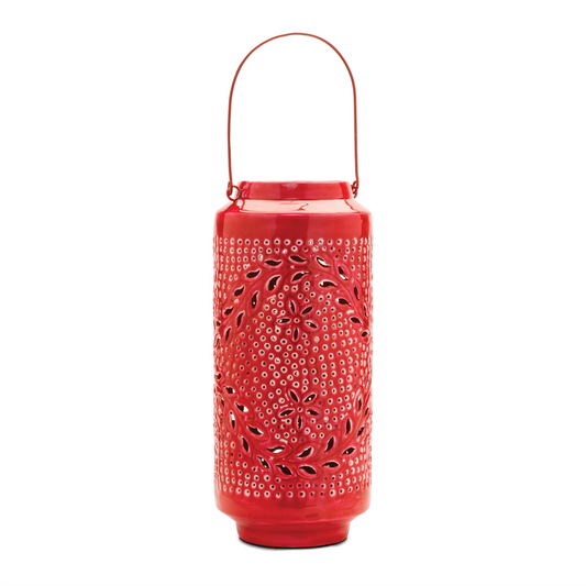 Punched Metal Candle Lantern 15.5"H
