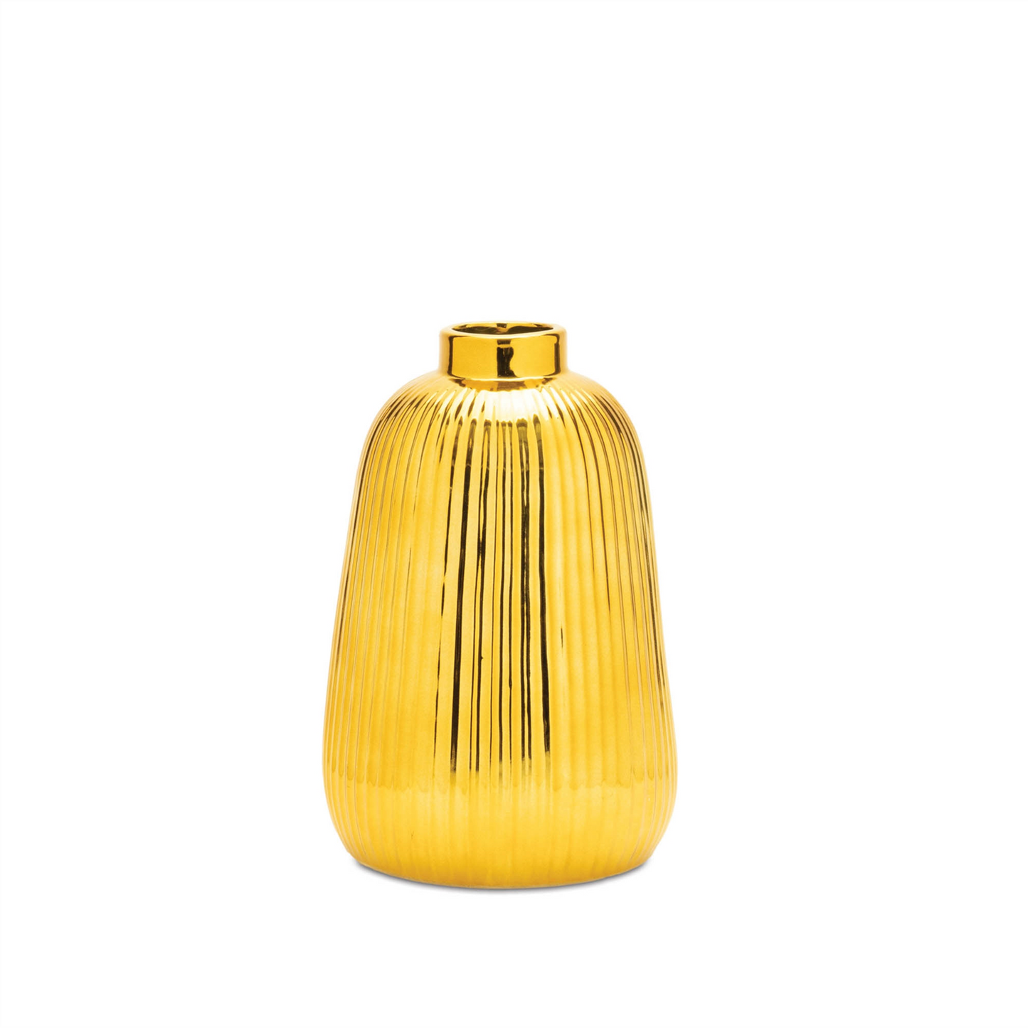 Ribbed Metallic Ceramic Vase (Set of 2)