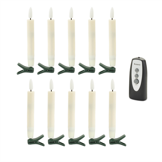 Candle Clip w/Remote (Set of 10) IVORY 5.5”H 1 AAA Battery Not Included