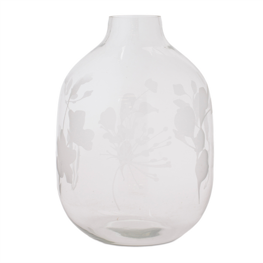 Frosted Floral Glass Vase