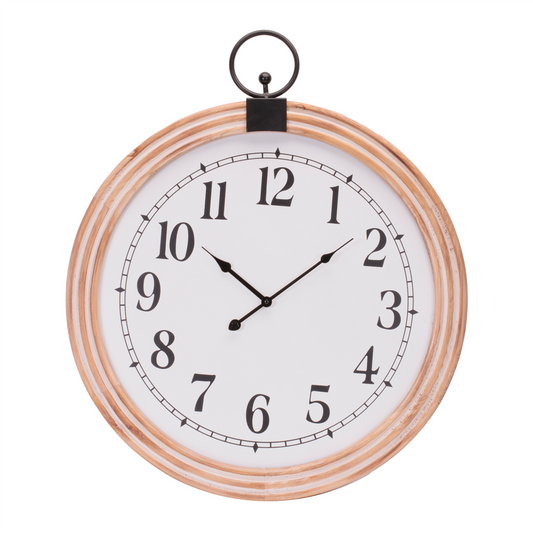 Wall Clock 24”D Wood/MDF 1 AA Battery Not Included