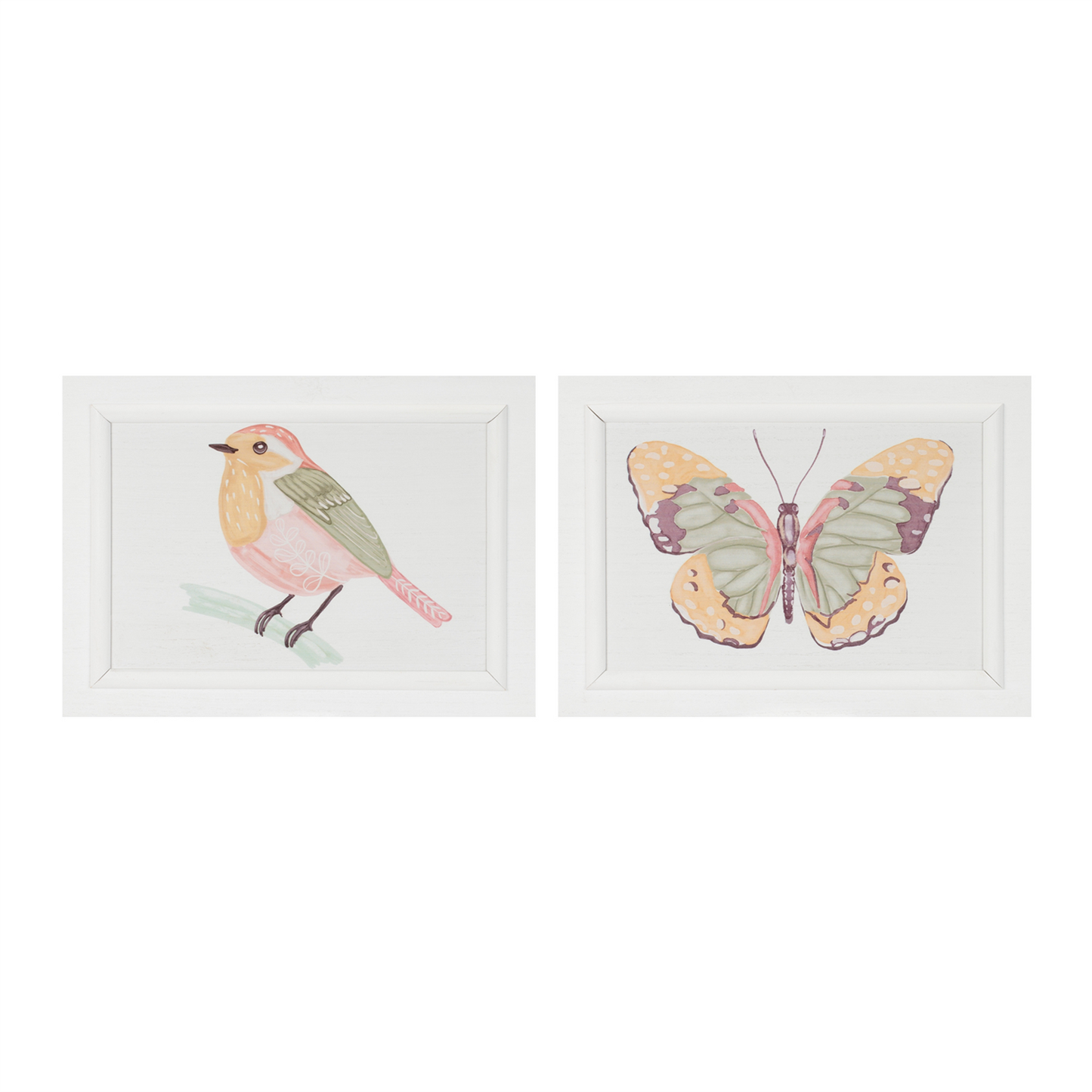 Framed Bird and Butterfly Wall Plaque (Set of 2)