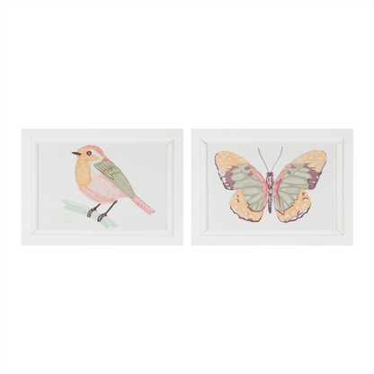 Framed Bird and Butterfly Wall Plaque (Set of 2)