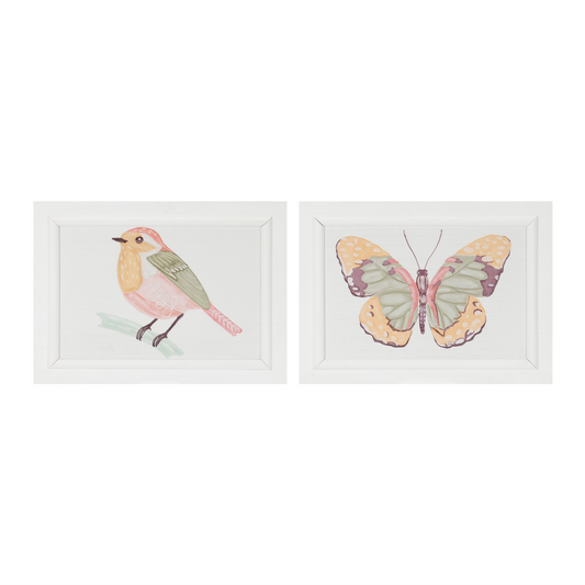 Framed Bird and Butterfly Wall Plaque (Set of 2)