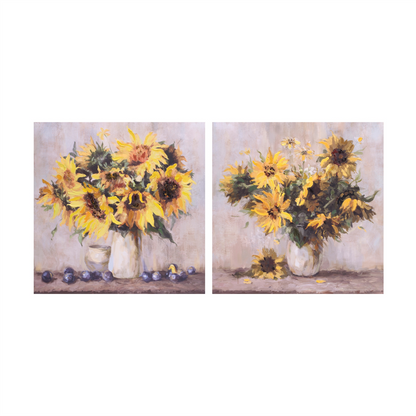 Sunflower Vase Canvas Wall Art 32"L (Set of 2)