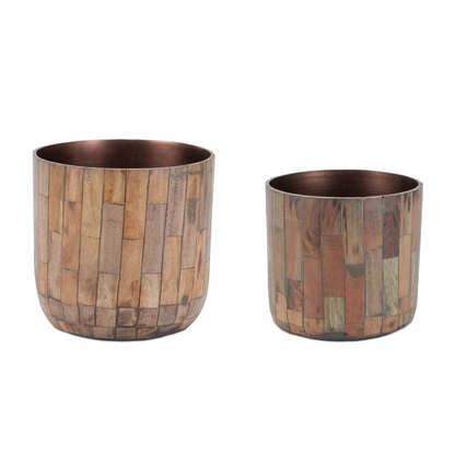 Round Wooden Planter (Set of 2)