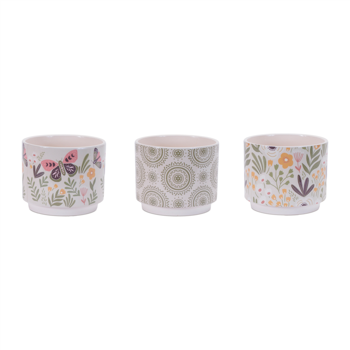 Stone Floral Patterned Planter (Set of 3)