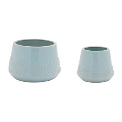 Ceramic Starburst Pattern Planter (Set of 2)
