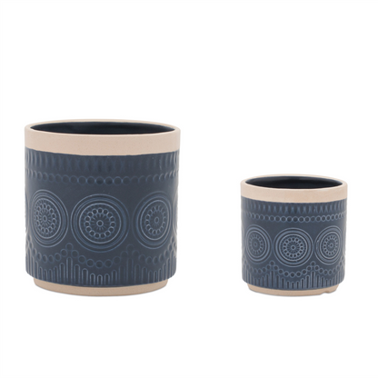 Ceramic Mandala Pattern Planter (Set of 2)