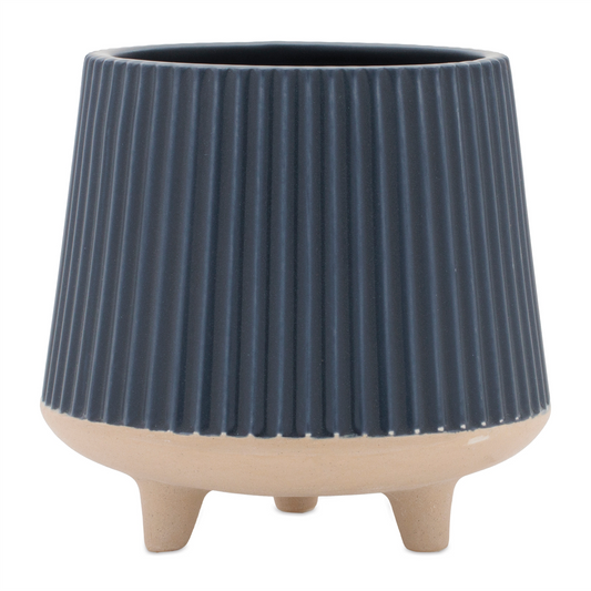 Ceramic Ribbed Footed Planter (Set of 2)