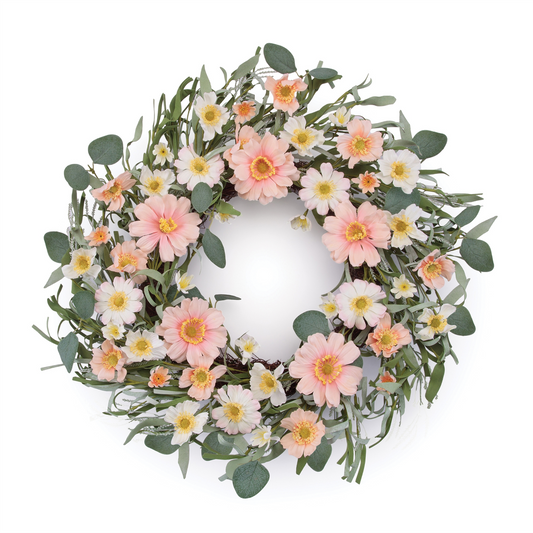 Mixed Daisy Floral Wreath 22"D
