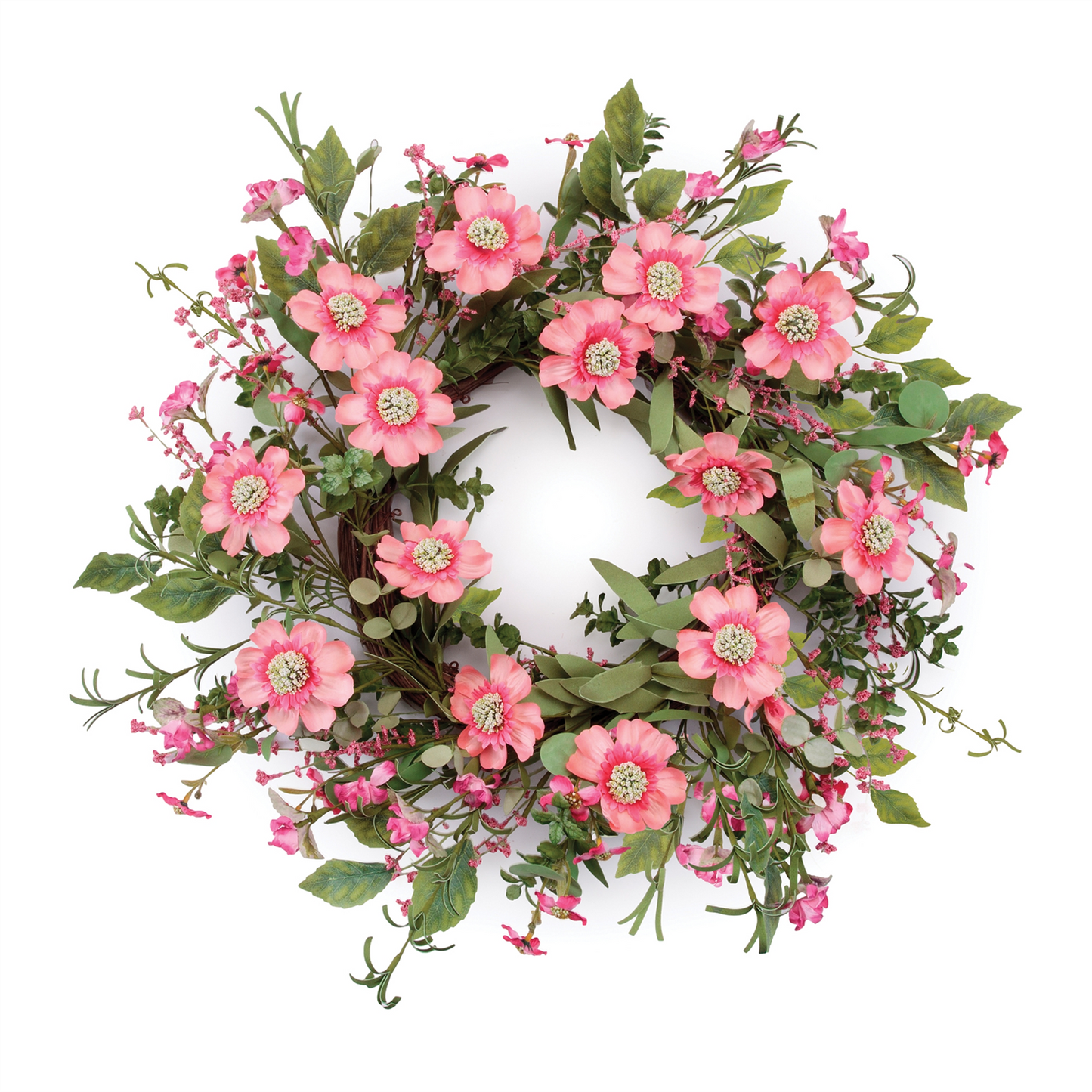 Mixed Pincushion Floral Wreath 22"D