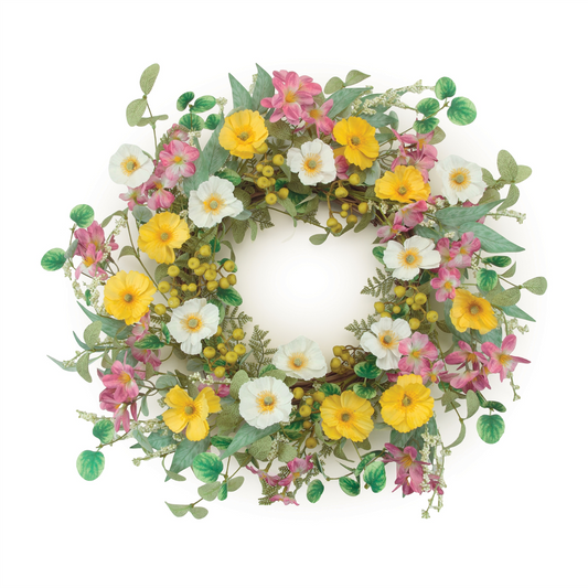 Mixed Floral Wreath 24”D Polyester