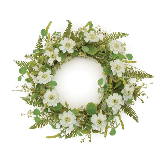 Mixed Pincushion Floral Wreath 22"D