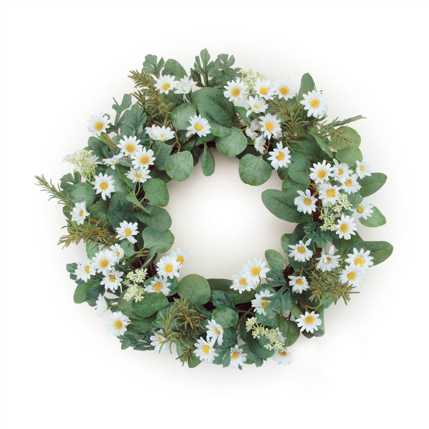 Mini Daisy and Foliage Wreath 22"D