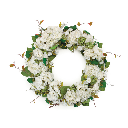 Hydrangea and Seedum Floral Wreath 32"D