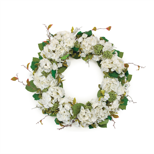 Hydrangea and Seedum Floral Wreath 32"D