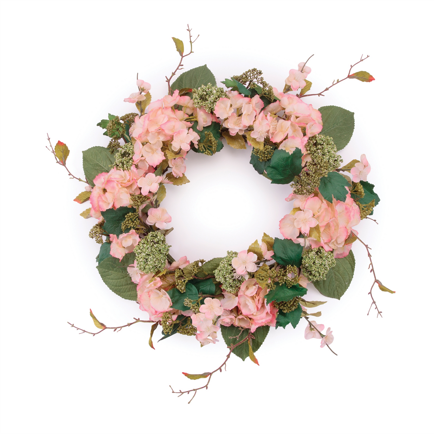 Hydrangea and Seedum Floral Wreath 32"D