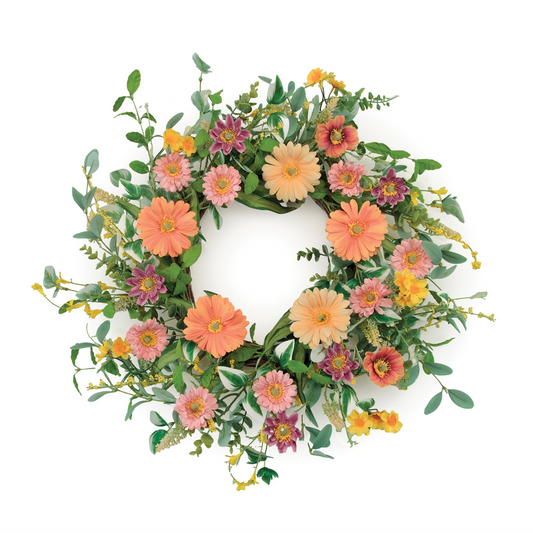 Mixed Gerbera Daisy Wreath 24"D