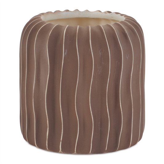 Wavy Ribbed Ceramic Vase (Set of 2)