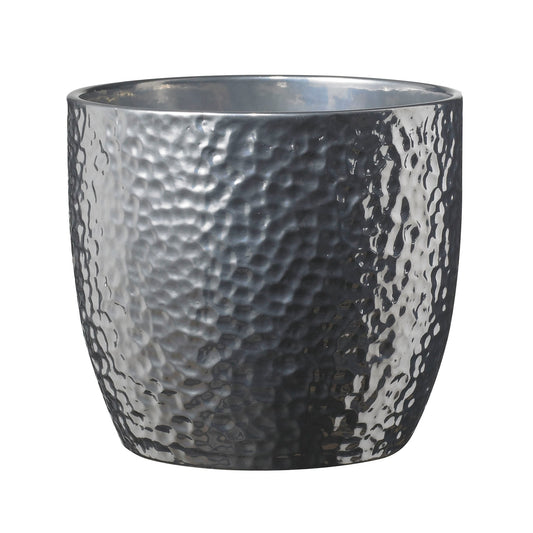 5.1" Shiny Silver Ceramic Boston Metallic Pot