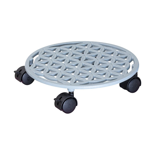 11.4" Smoke Gray Round Cast Iron Plant Caddy