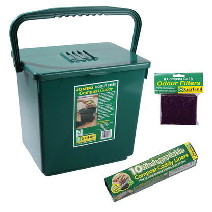 Jumbo Compost Caddy w/Repl Filters and Biodegradable Bags