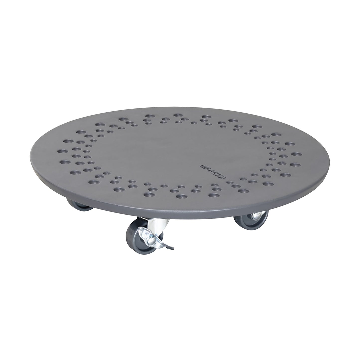 13.4" Charcoal Round Stone Plant Caddy