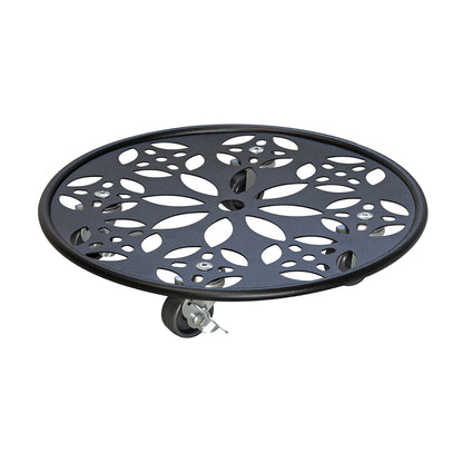 11.8" Black Round Flower Steel Plant Caddy