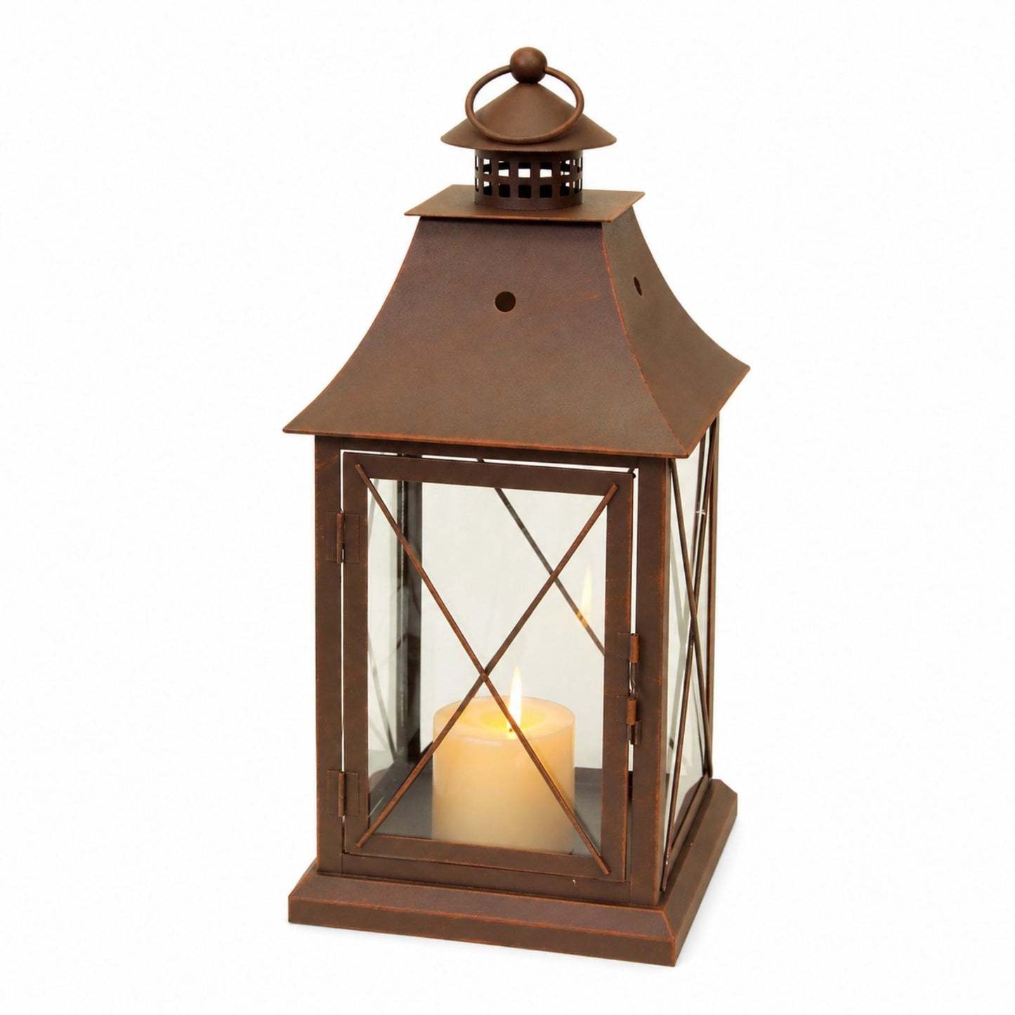 Classic Brown Metal Lantern (Set of 3)