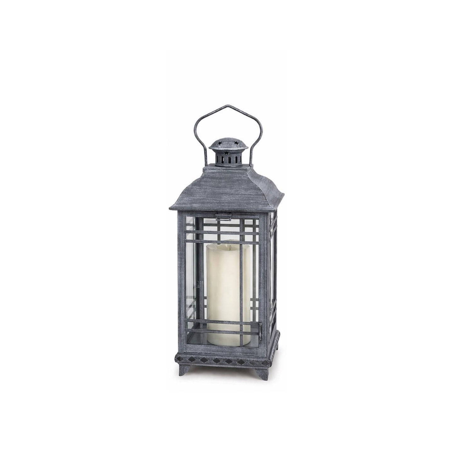 Traditional Grey Metal Lantern (Set of 3)