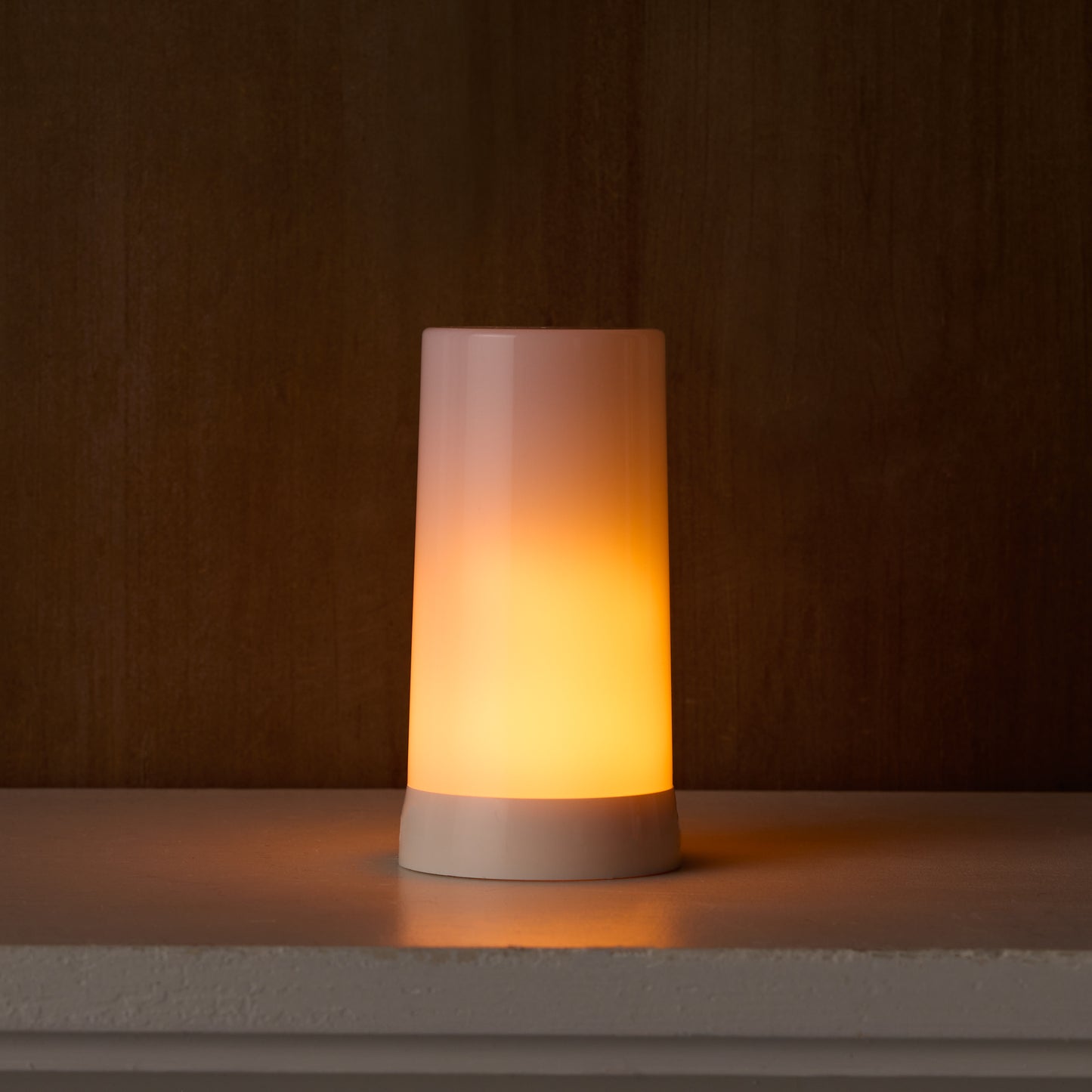 LED Orange Flickering Light Pillar Candle with Remote (Set of 2)