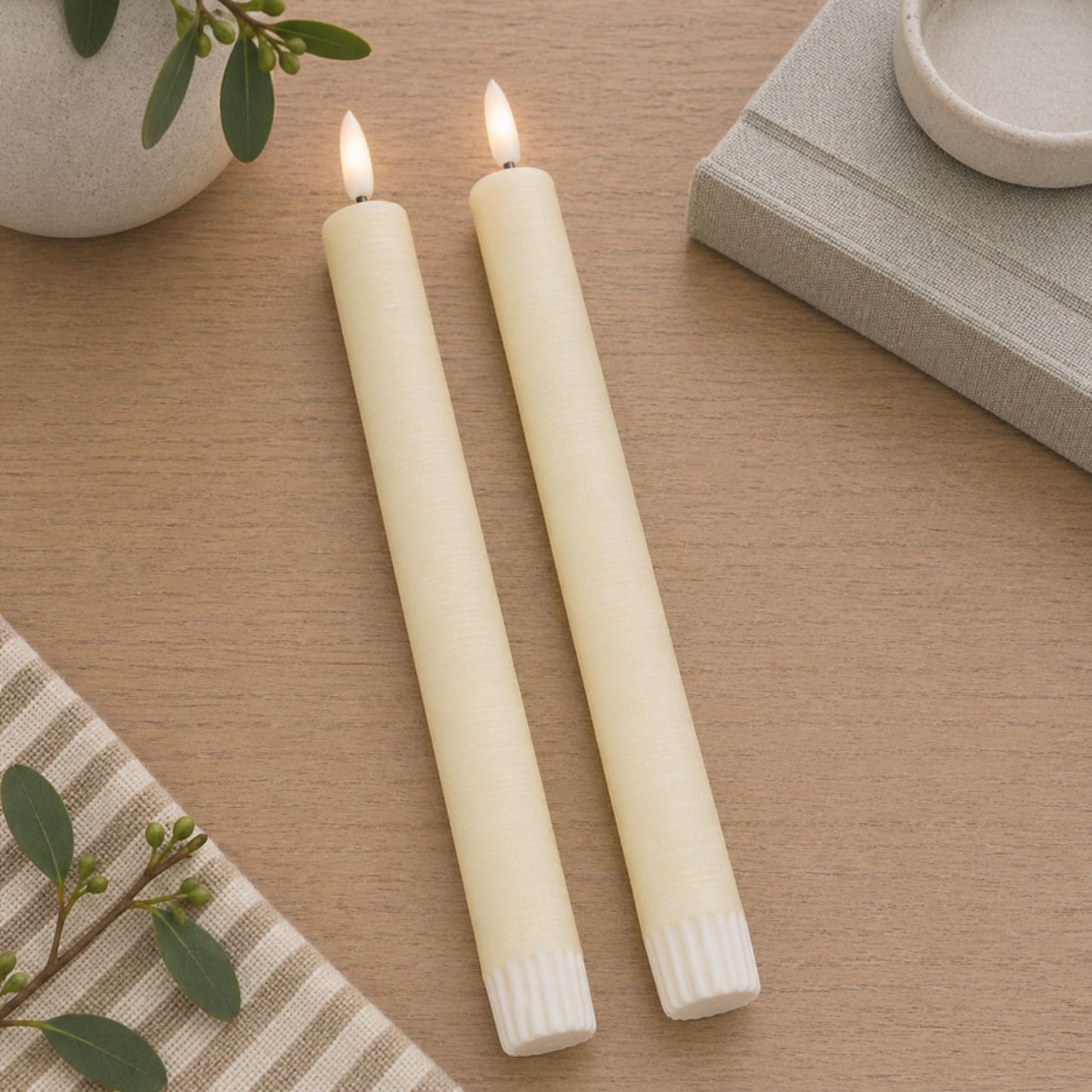 FIA Wick Ivory Taper Candle (Set of 2)