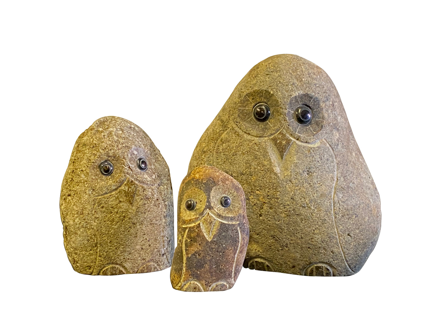 Family of Boulder Owls 3 Pcs 6"8"12"