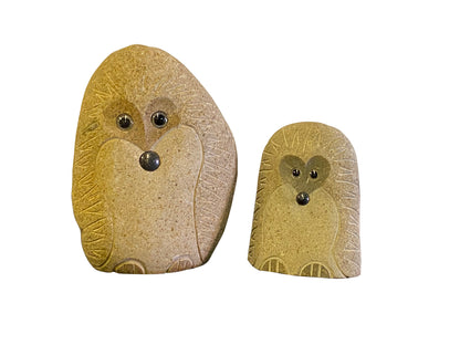 Family of Boulder Standing Hedgehogs 2 Pcs 8"12"