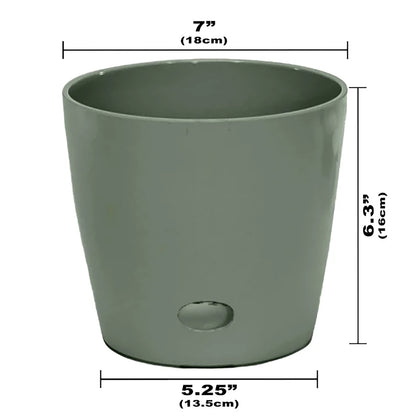 7" Sage Green Round Self-Watering Bamboo Pot