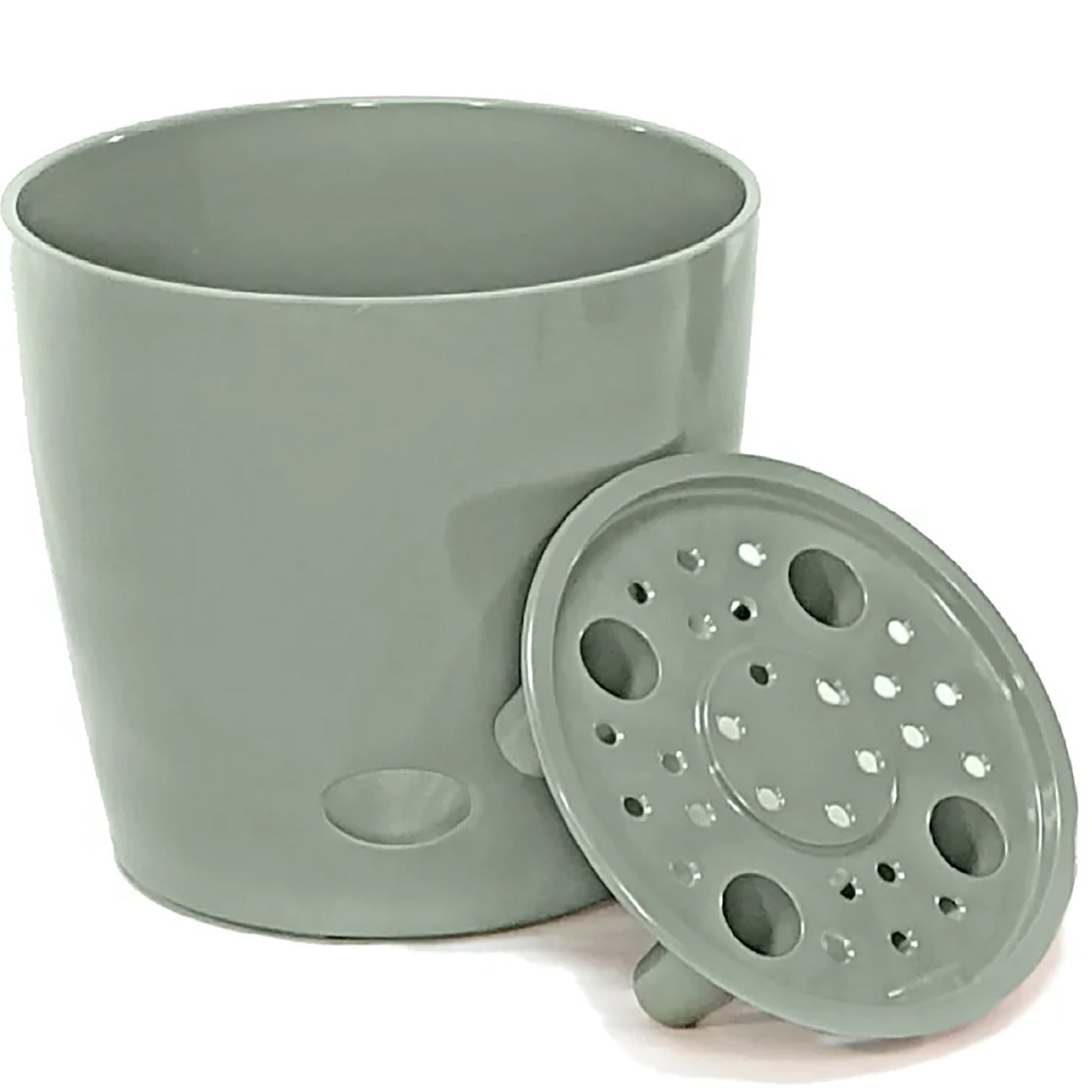 7" Sage Green Round Self-Watering Bamboo Pot