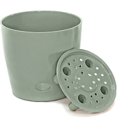 7" Sage Green Round Self-Watering Bamboo Pot