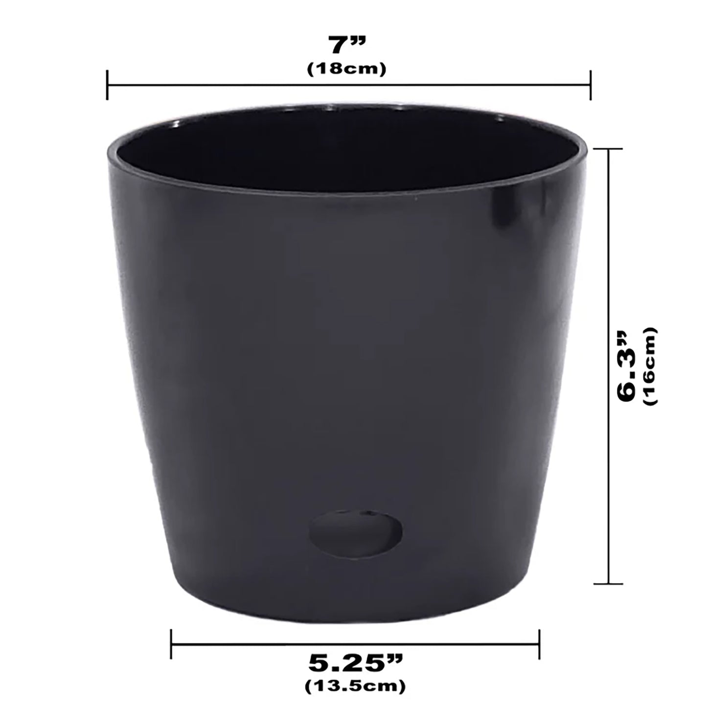 7" Black Round Self-Watering Bamboo Pot