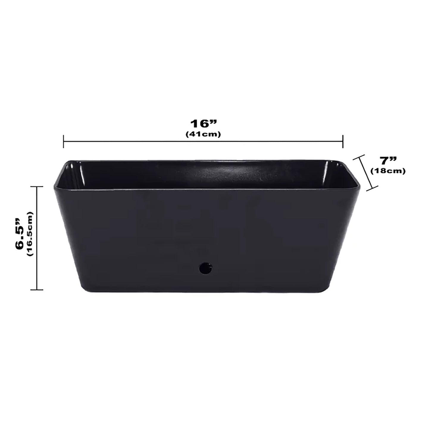 16" Black Rectangular Self-Watering Bamboo Planter