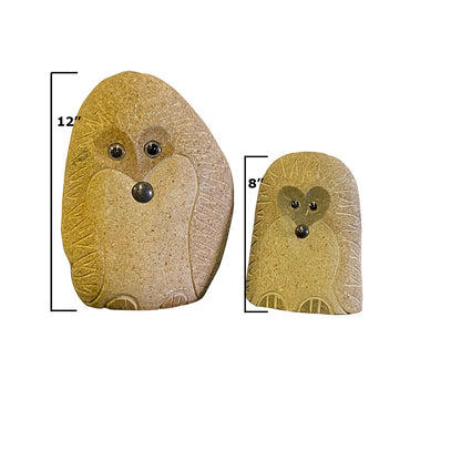 Family of Boulder Standing Hedgehogs 2 Pcs 8"12"